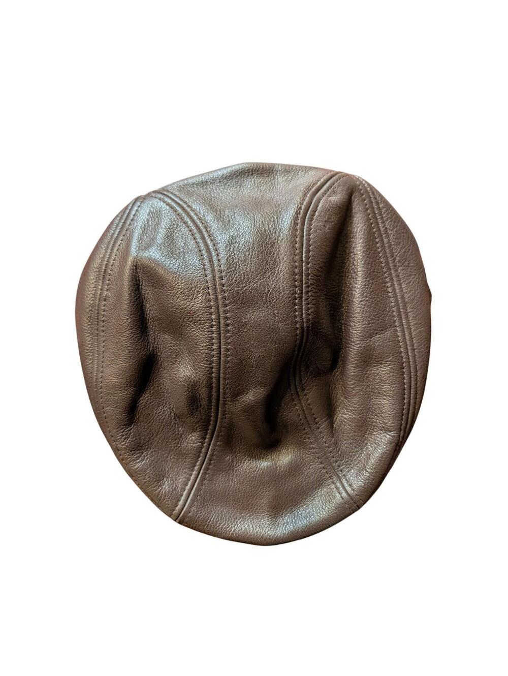 Ultrafino Brown Leather Newsboy Cap Hat Sz M/L 7 1/4